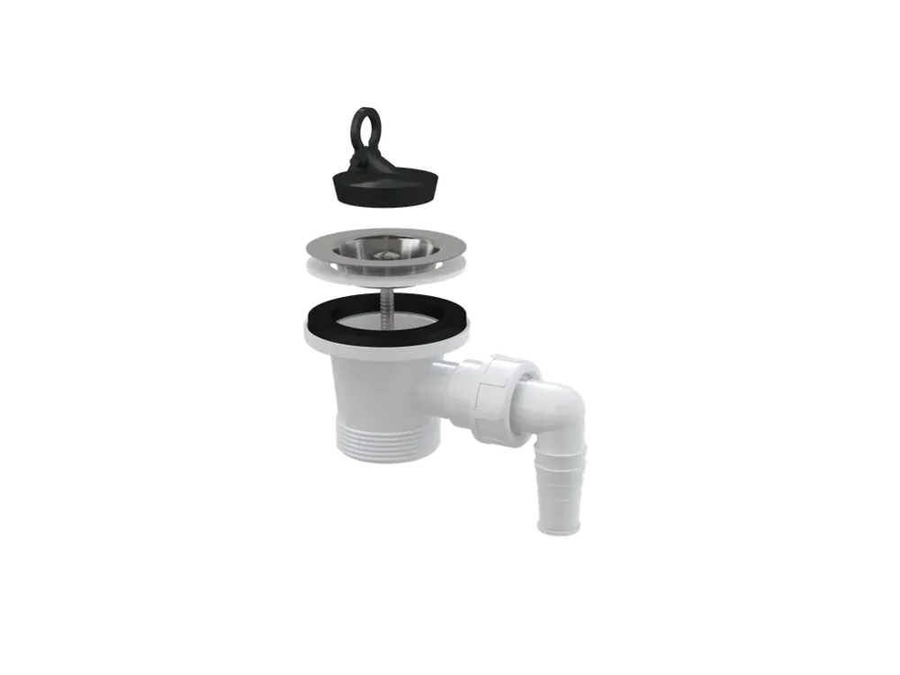 Levný Výpust dřezová G 6/4" s přípojkou Ø 17–23 mm a nerezovou mřížkou Ø 70 mm, pryžová zátka A33P