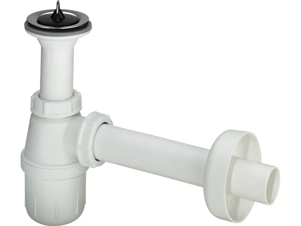 Bezpečná Platba Sifon umyv. 6/4"x40 kompletní plastový s nerez miskou a zátkou, Viega mod. 5726, 137 182