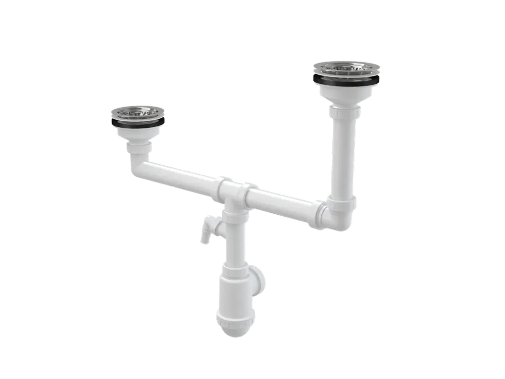 Sifon pro dvoudřez DN 40/50 dvouúrovňový s přípojkou Ø 17–23 mm a nerezovými mřížkami Ø 115 mm A454P Koupit Online