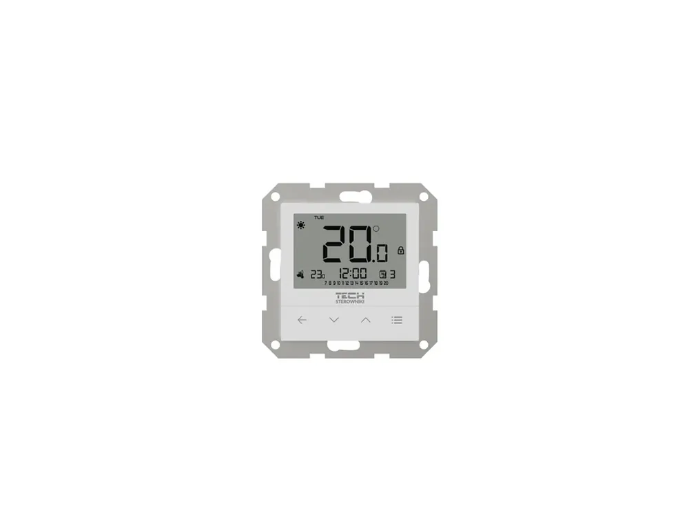 Rychlé Dodání Tech-controllers EU-F-4z v2 Bezdrátový dvoupolohový pokojový termostat do rámečku 55mm, napájený 230V (bílý) WG.11.0628