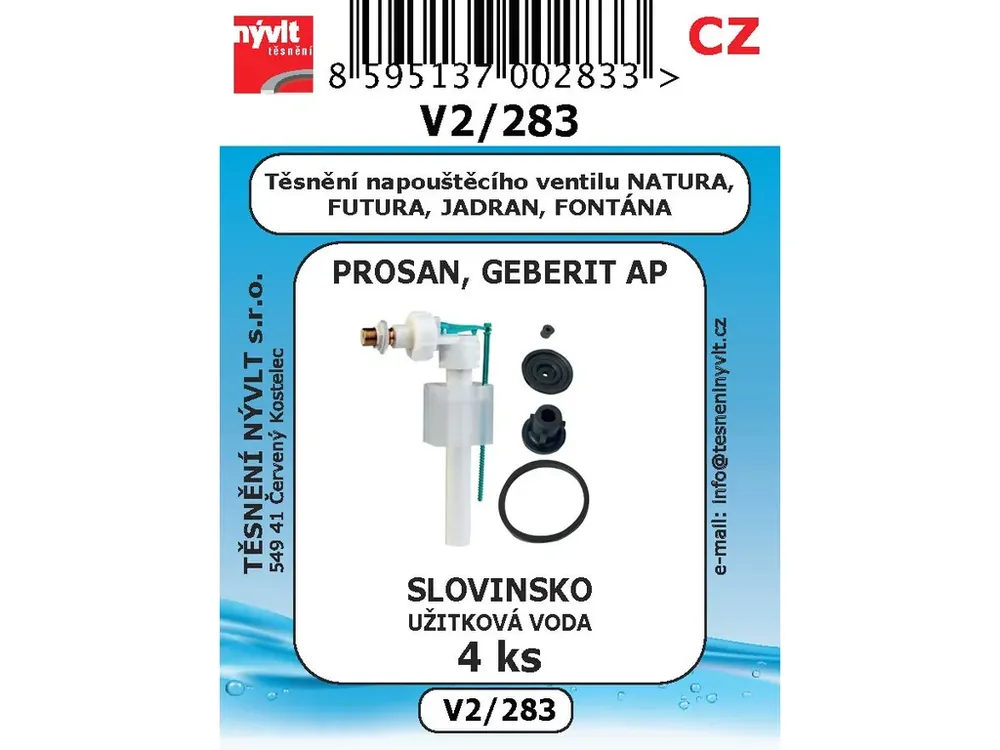 SADA V2/283 těsnění napouštěcího ventilu WC PROSAN 4ks Akční Cena