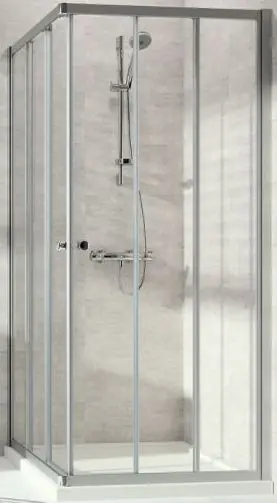Cenově Výhodný CONCEPT 100 sprchový kout 100x100 cm, rohový vstup, posuvné dveře, 6-dílný, stříbrná matná/sklo čiré