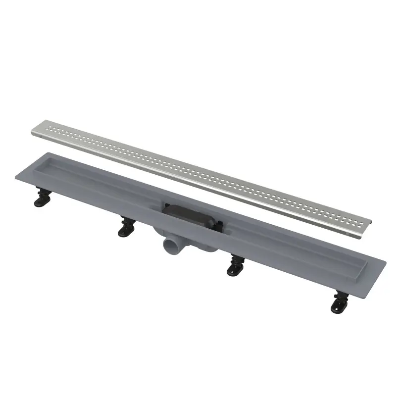 ALCA APZ9 SIMPLE sprchový žlab 850 mm, do prostoru i ke stěně, boční odtok DN 40, rošt SIMPLE 9, PP/nerez ocel Autentický