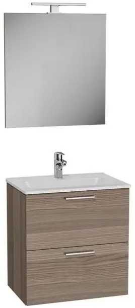 EASY PLUS skříňka s umyvadlem 59x39x61 cm, 2 zásuvky, se zrcadlem a s osvětlením, cordoba Aktuální