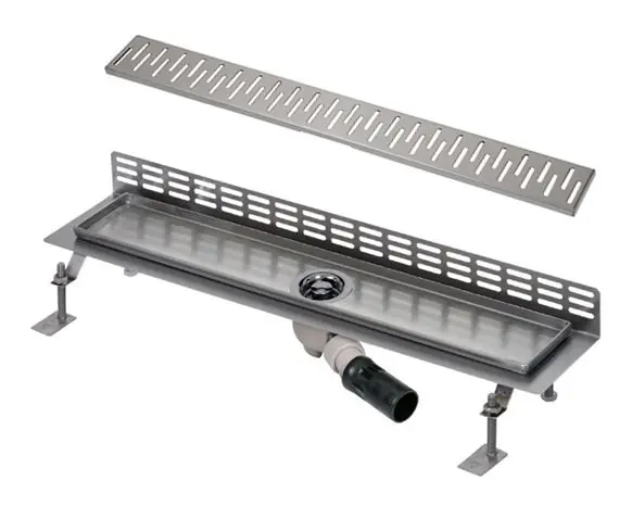SANELA sprchový žlab 850 mm, ke stěně, boční odtok DN 50, rošt C, matná nerez ocel Must-Have