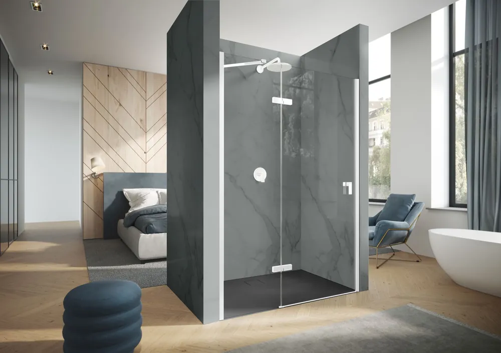 CONCEPT 400 sprchové dveře 90x197 cm, křídlové, levé, matná bílá/čiré sklo Bezpečná Platba
