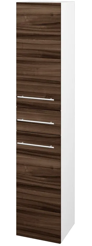 Akční Nabídka DŘEVOJAS DOS SVD2Z 35 vysoká skříňka 35x35,2x172 cm, 1 zásuvka, 2 dvířka, panty vlevo, úchytka ocel, lesklá bílá/ořech