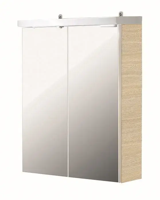 CONCEPT 50 zrcadlová skříňka 52,4x62,8x25 cm, osvětlení, s vypínačem a el. zásuvkou, bělený dub Cenově Výhodný