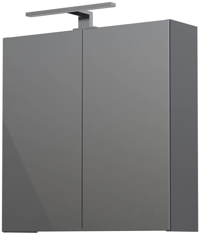 Nová Kolekce CONCEPT 250 zrcadlová skříňka 60x60x16 cm, osvětlení, s vypínačem a el. zásuvkou, lesklý antracit