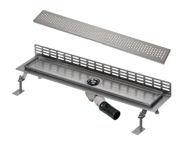 Výprodej SANELA sprchový žlab 1150 mm, ke stěně, boční odtok DN 50, rošt B, lesklá nerez ocel