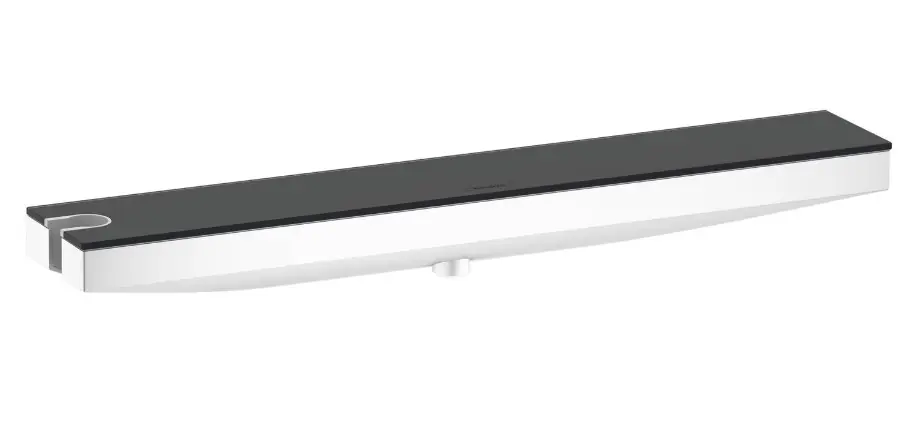 Oblíbený HANSGROHE RAINFINITY nástěnná přípojka hadice Porter 500 s poličkou a držákem sprchy vlevo, matná bílá/grafit
