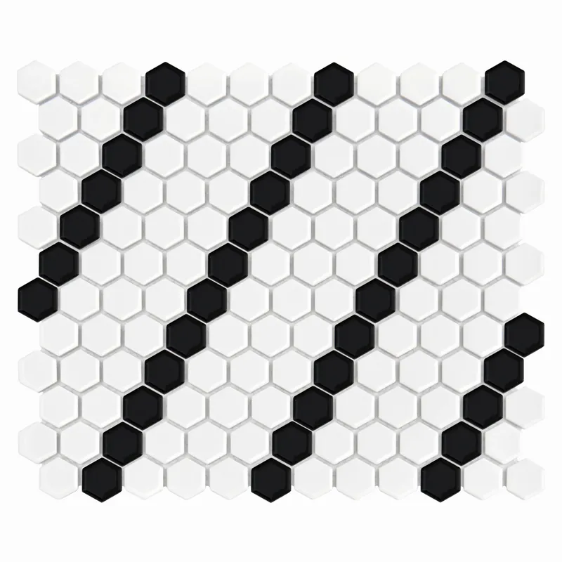 Sezónní Sleva DUNIN HEXAGONIC mozaika 30x26(2,3x2,6)cm, lesk, white black lean