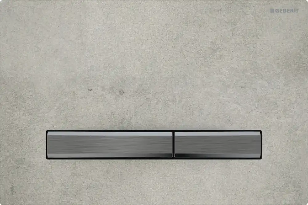 GEBERIT SIGMA 50 ovládací tlačítko pro dvě splachování, easy-to-clean, zinek/keramika, dekor betonu/černý chrom Pouze Dnes