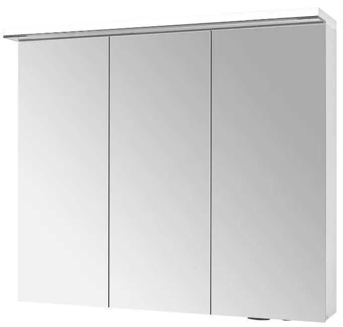 DŘEVOJAS MAJESTY GA3OE 120 zrcadlová skříňka 120x76,7x21 cm, osvětlení, s vypínačem a el. zásuvkou, lamino, vysoce lesklá bílá Hit Sezóny