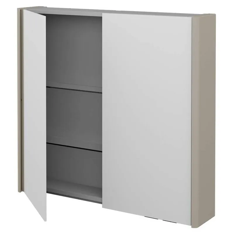 DŘEVOJAS ENZO GA2OE 80 zrcadlová skříňka 80,6x74,1x15,3 cm, osvětlení s regulací stmívání, s vypínačem a el. zásuvkou, lamino/MDF, matná béžová Vysoce Kvalitní