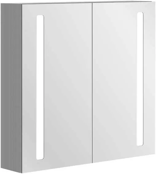 VILLEROY & BOCH VERITY LINE zrcadlová skříňka 80x75x17,3 cm, osvětlení, se zvětšovacím zrcátkem, vypínačem a el. zásuvkou, hliník, stříbrná Výprodej