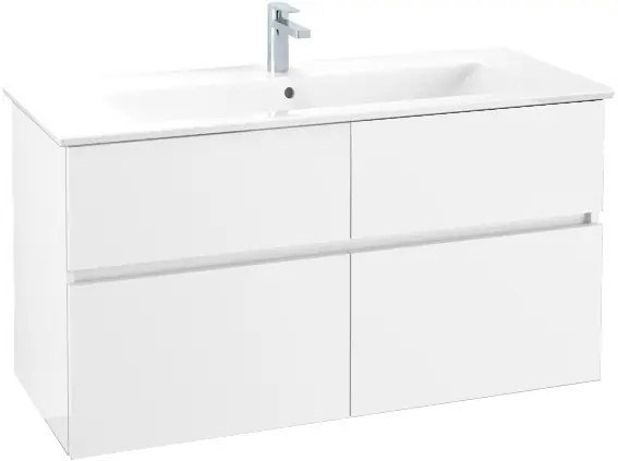 Víkendová Akce VILLEROY & BOCH VERITY LINE skříňka pod umyvadlo 115,5x48,2x61,8 cm, 4 zásuvky, Glossy White
