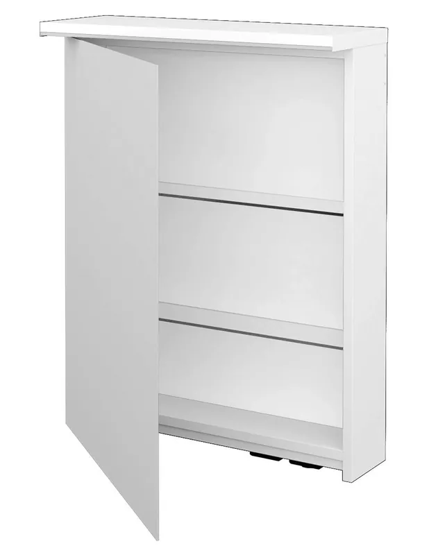 Ihned K Objednání DŘEVOJAS ASTON GAOE 60 zrcadlová skříňka 60x76,5x21 cm, osvětlení, s vypínačem a el. zásuvkou, panty vlevo, lamino, lesklá bílá