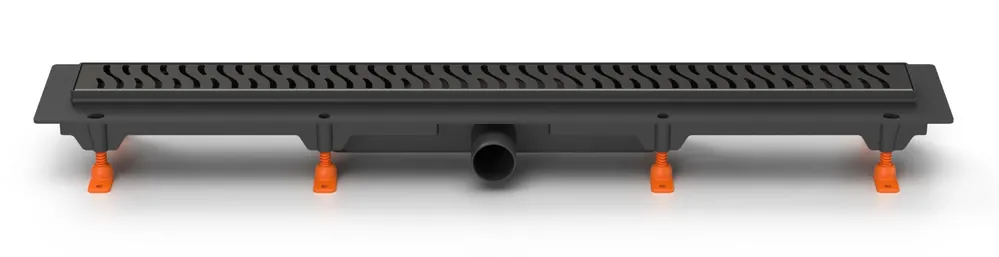 EASY sprchový žlab 850 mm, do prostoru, boční odtok D 40, rošt HARMONY, plast/nerez ocel, černá Víkendová Akce