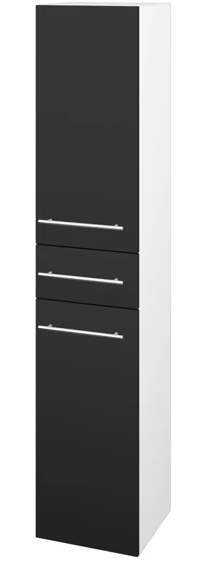 Akce DŘEVOJAS DOS SVD2Z 35 vysoká skříňka 35x35,2x172 cm, 1 zásuvka, 2 dvířka, panty vlevo, úchytka ocel, lesklá bílá/antracit vysoký lesk