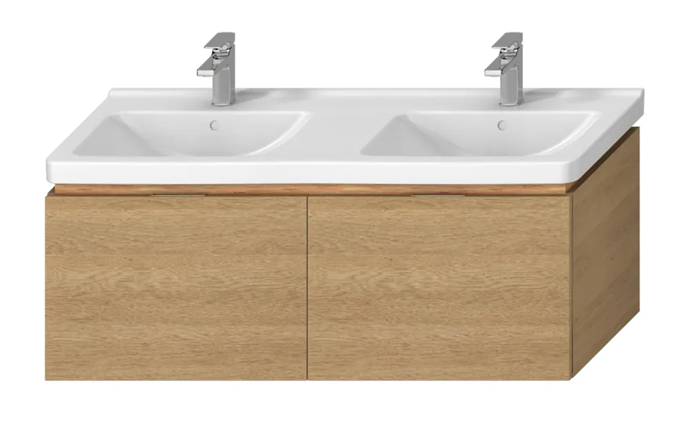 JIKA CUBITO PURE skříňka pod dvojumyvadlo 128x46,7x48 cm, 2 zásuvky, Push-open, dub Pouze Dnes
