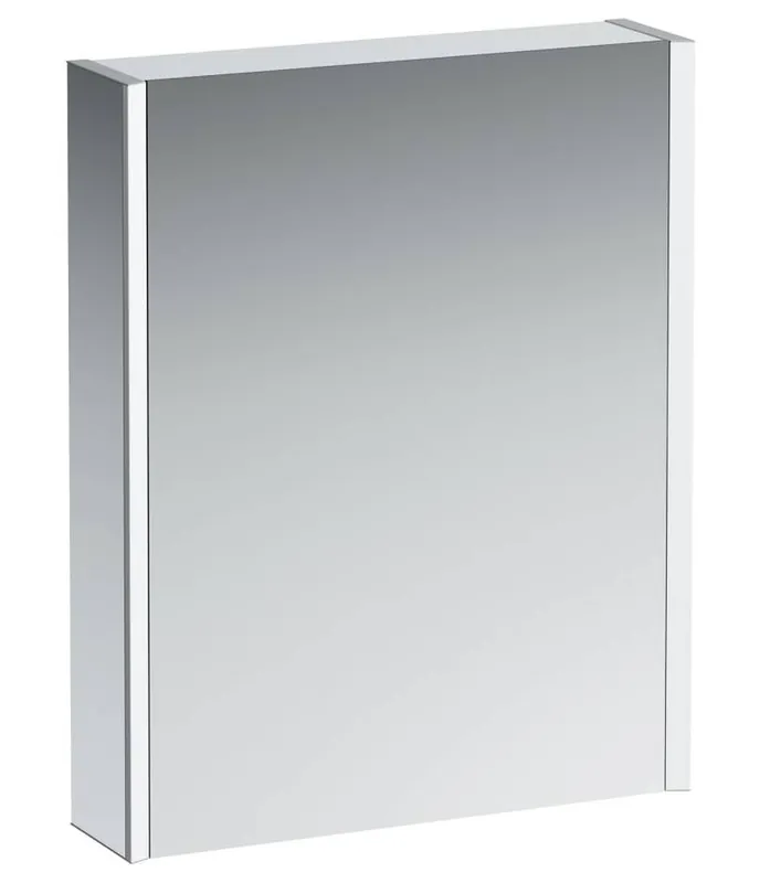 Víkendová Akce LAUFEN FRAME 25 zrcadlová skříňka 60x75x15 cm, osvětlení, panty vpravo, hliník, lesklá bílá