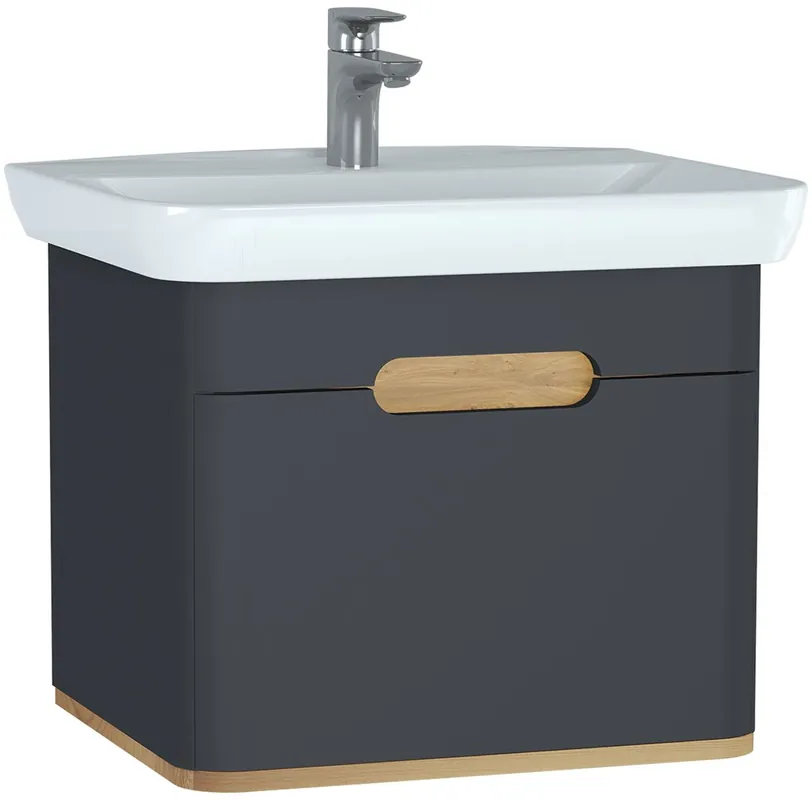 VITRA SENTO skříňka s umyvadlem 63x48,5x52 cm, 1 zásuvka, s osvětlením, antracite mat Sezónní Sleva