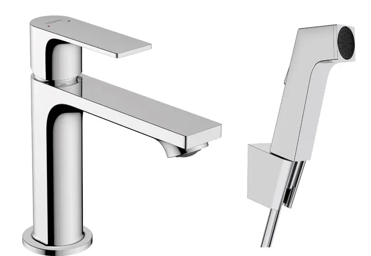 Sezónní Sleva HANSGROHE REBRIS E umyvadlová stojánková baterie s bidetovou sprškou, EcoSmart, chrom