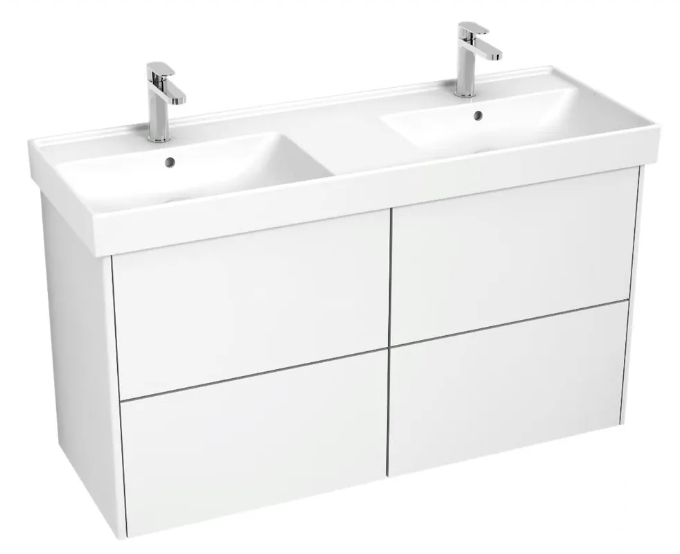 Nízká Cena LAUFEN FIORA skříňka pod dvojumyvadlo 126x45,3x67,4 cm, 4 zásuvky, Push-open, lesklá bílá