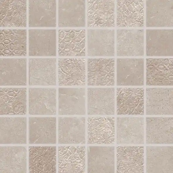 Hit Sezóny RAKO LIMESTONE mozaika 30x30(5x5) cm, lepená na síti, mat-lesk reliéf, béžovošedá