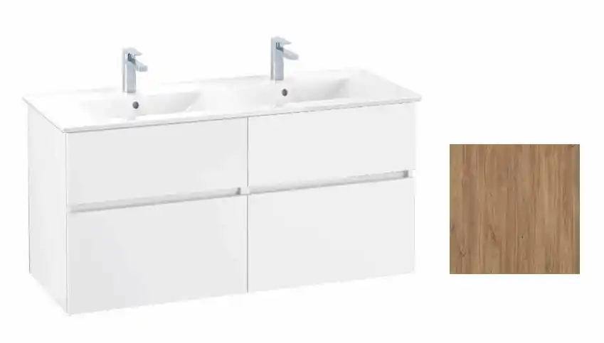 VILLEROY & BOCH VERITY LINE skříňka pod dvojumyvadlo 125,5x48,2x61,8 cm, 4 zásuvky, Oak Kansas Nízká Cena