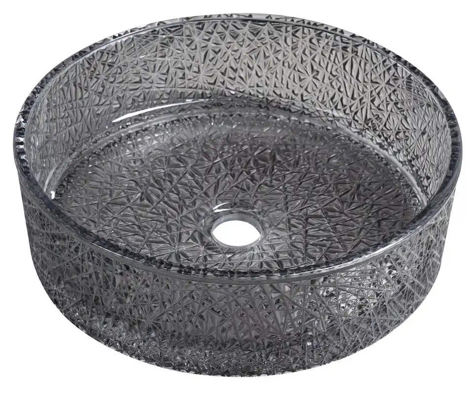 SAPHO BEAUTY umyvadlová mísa Ersel 40 cm, bez přepadu, sklo, černá gravírovaná Expresní Doručení