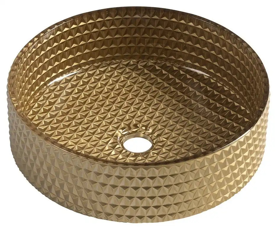 Cenový Hit SAPHO BEAUTY umyvadlo na desku Maragua 39,5 cm, bez přepadu, sklo, zlatá gravírovaná