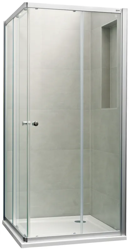 CONCEPT 100 sprchový kout 90x90 cm, rohový vstup, posuvné dveře, stříbrná matná/sklo čiré Finální Výprodej