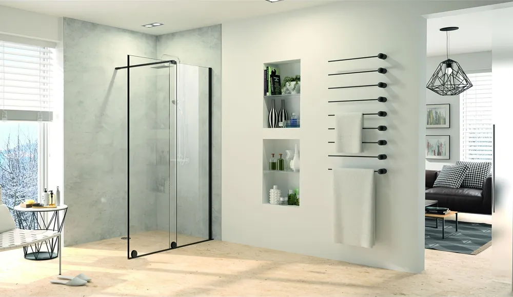 Hit Sezóny CONCEPT INTENSA sprchové dveře 160x200 cm, posuvné, pravé, černá/sklo čiré