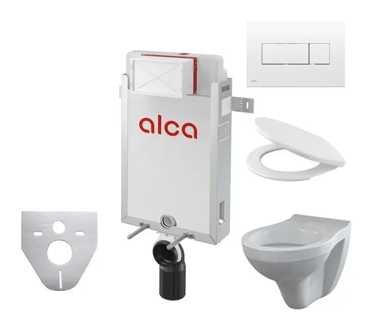 ALCA závěsné WC s montážním prvkem Renovmodul, sedátko, bílé tlačítko Expresní Doručení