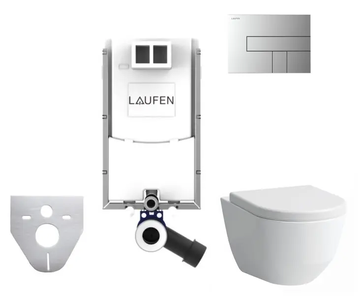 LAUFEN PRO závěsné WC s montážním prvkem Laufen Ineo TW102, SoftClose sedátko, chromové tlačítko Akční Nabídka