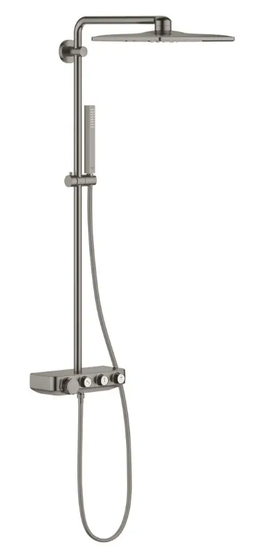 Tovární Cena GROHE EUPHORIA SMARTCONTROL SYSTEM 310 CUBE DUO sprchový set s termostatickou baterií, horní sprcha se 2 proudy, ruční sprcha, tyč, hadice, kartáčovaný hard graphite