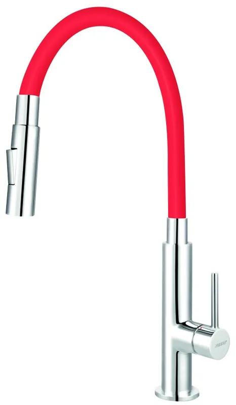 Cenová Bomba NOVASERVIS dřezová baterie, s flexi ramínkem a sprškou, červená/chrom