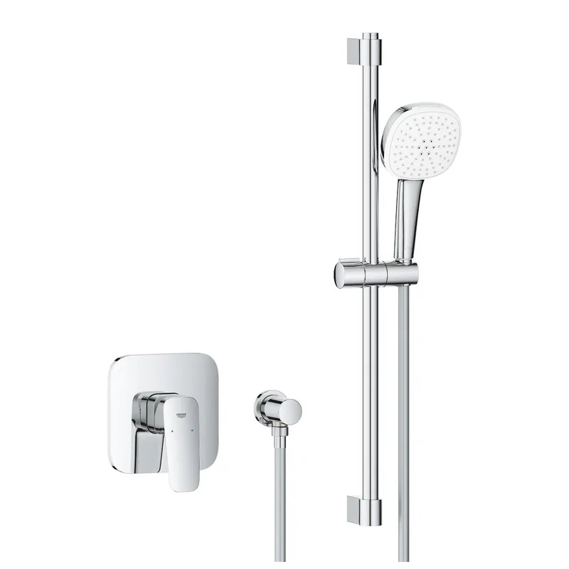 Akční Nabídka GROHE CUBEO sprchový set s podomítkovou baterií, ruční sprcha, tyč, hadice, nástěnné kolínko, chrom