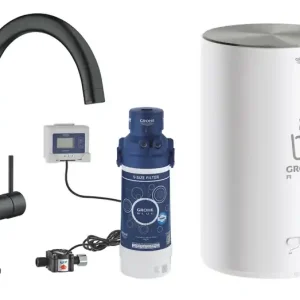 Akce GROHE RED DUO dřezová elektronická baterie, s ohřevem, velikost M, GROHE ChildLock, napájení ze sítě, velvet black