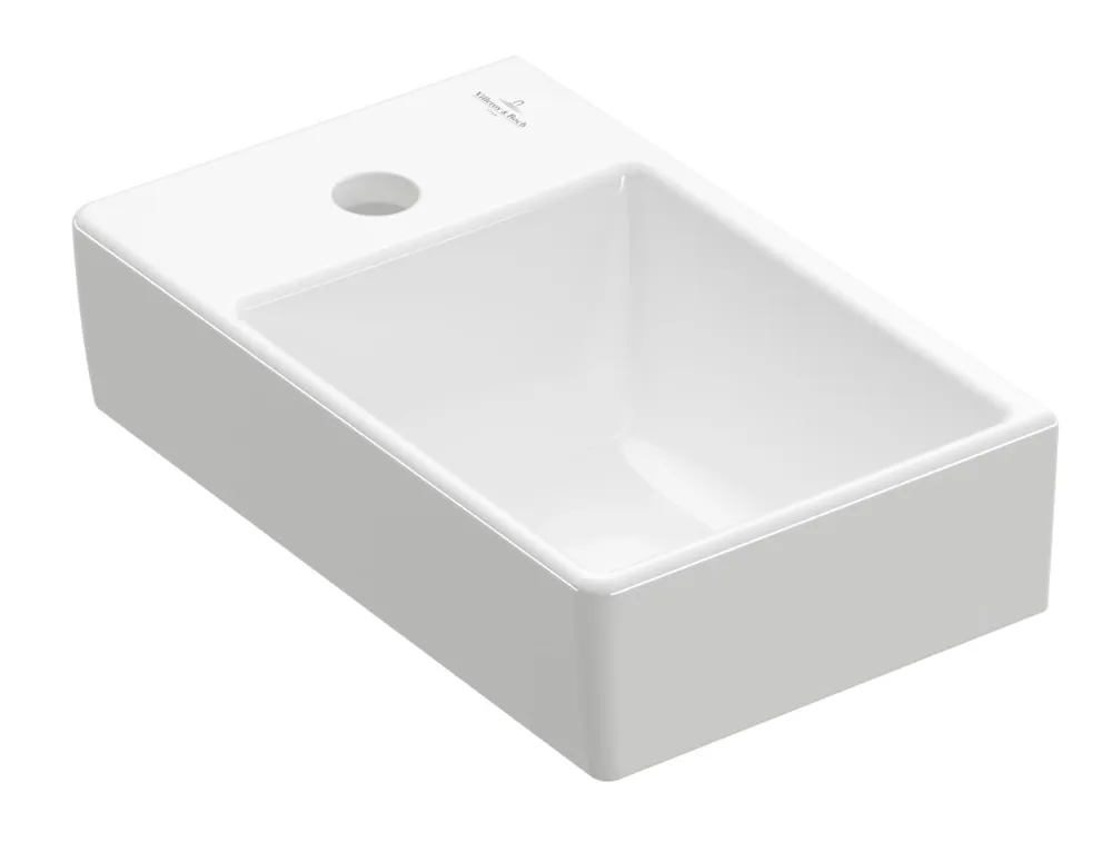 Poslední Šance VILLEROY & BOCH AVENTO umývátko 36 cm, s otvorem pro baterii vlevo, bez přepadu, alpská bílá