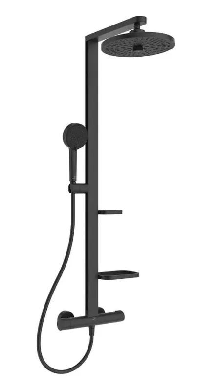 Akce IDEAL STANDARD CERATHERM ALU+ sprchový set s termostatickou baterií, horní sprcha, ruční sprcha se 2 proudy, tyč, hadice, matná černá