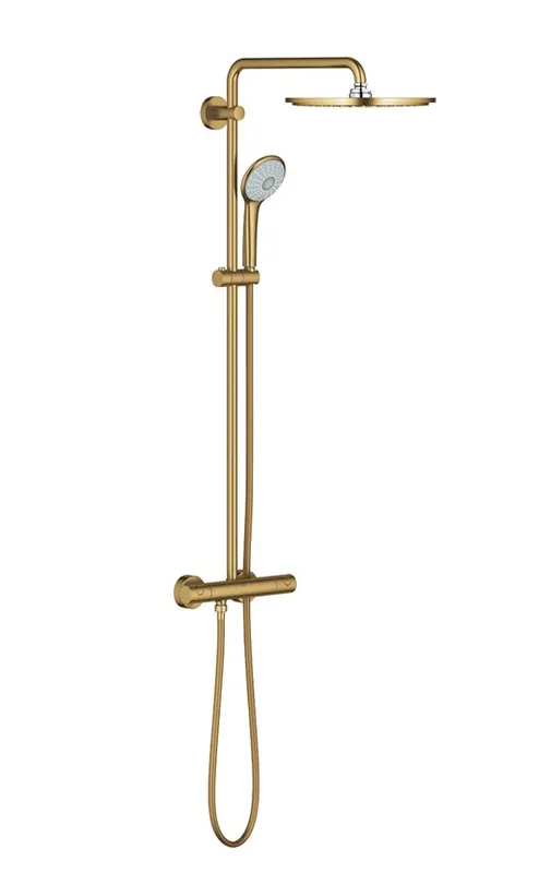GROHE EUPHORIA SYSTEM 310 sprchový set s termostatickou baterií, horní sprcha, ruční sprcha se 3 proudy, tyč, hadice, kartáčovaný cool sunrise Expresní Doručení
