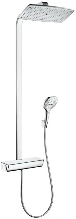 HANSGROHE RAINDANCE E360 SHOWEPIPE 360 sprchový set s termostatickou baterií, horní sprcha, ruční sprcha se 3 proudy, tyč, hadice, držák, chrom Must-Have