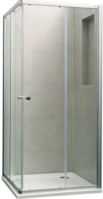 Cenový Hit CONCEPT 100 sprchový kout 80x80 cm, rohový vstup, posuvné dveře, stříbrná matná/sklo čiré
