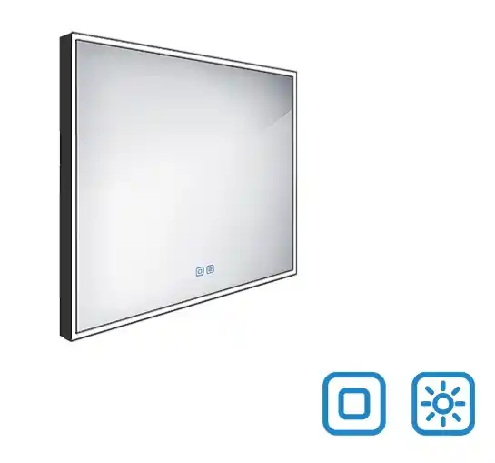Výprodej NIMCO ZP 13000 zrcadlo 80x70 cm, reverzibilní, s osvětlením, s regulací stmívání, s regulací teploty světla, se senzorem, matná černá