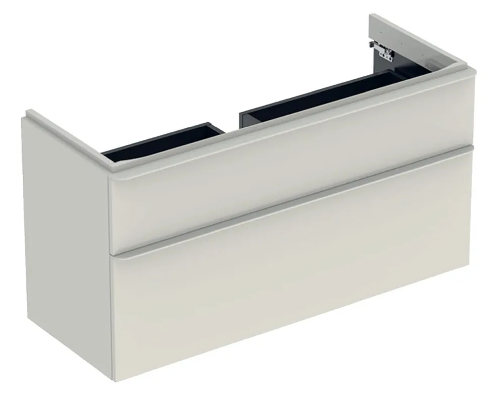 GEBERIT SMYLE SQUARE skříňka pod umyvadlo 118,4x47x61,7 cm, 2 zásuvky, lesklá pískově šedá Víkendová Akce