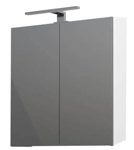 Super Cena CONCEPT 250 zrcadlová skříňka 60x60x16 cm, osvětlení, s vypínačem a el. zásuvkou, lesklá bílá