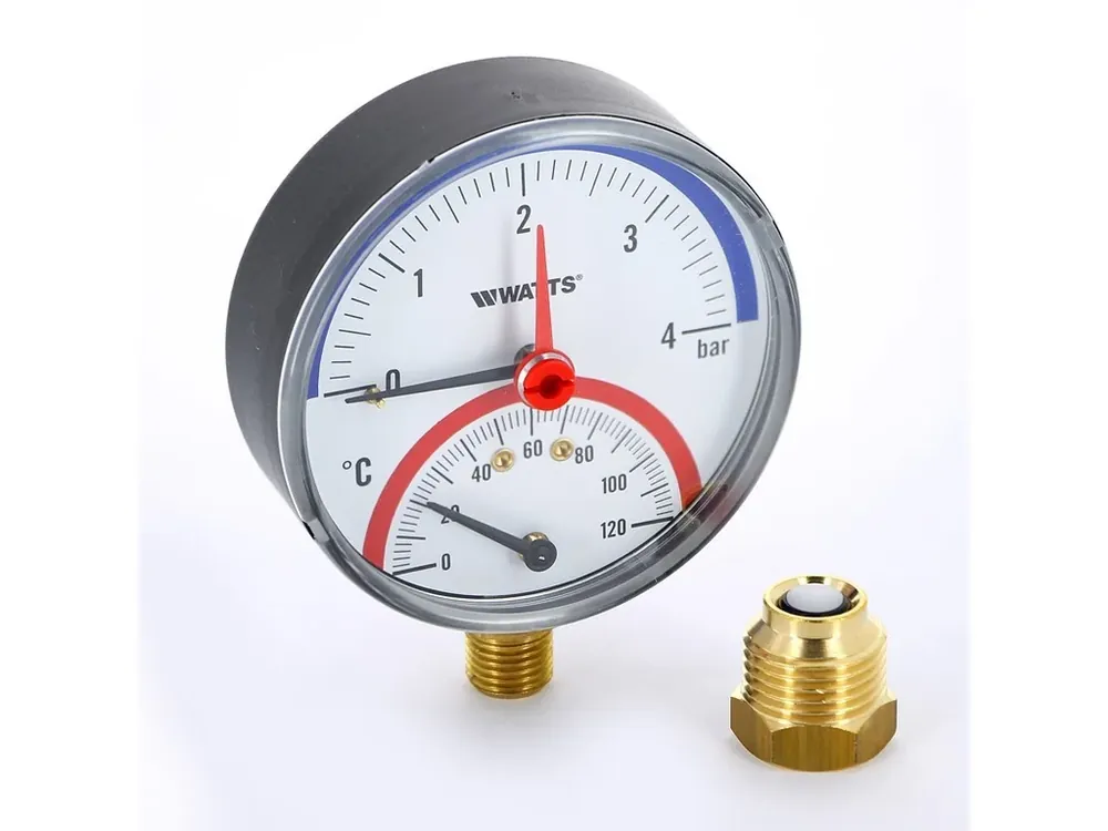 TMRA4 Teploměr/manometr 80mm, 0-4 bar, 0-120°C spodní 1/2" Nakupujte Hned